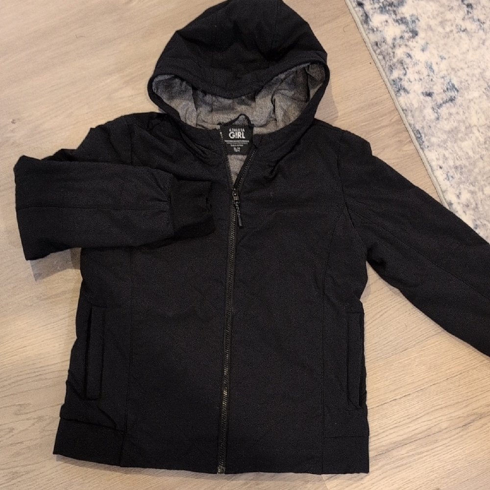 Athleta Girl Black Hooded Jacket Xl 14